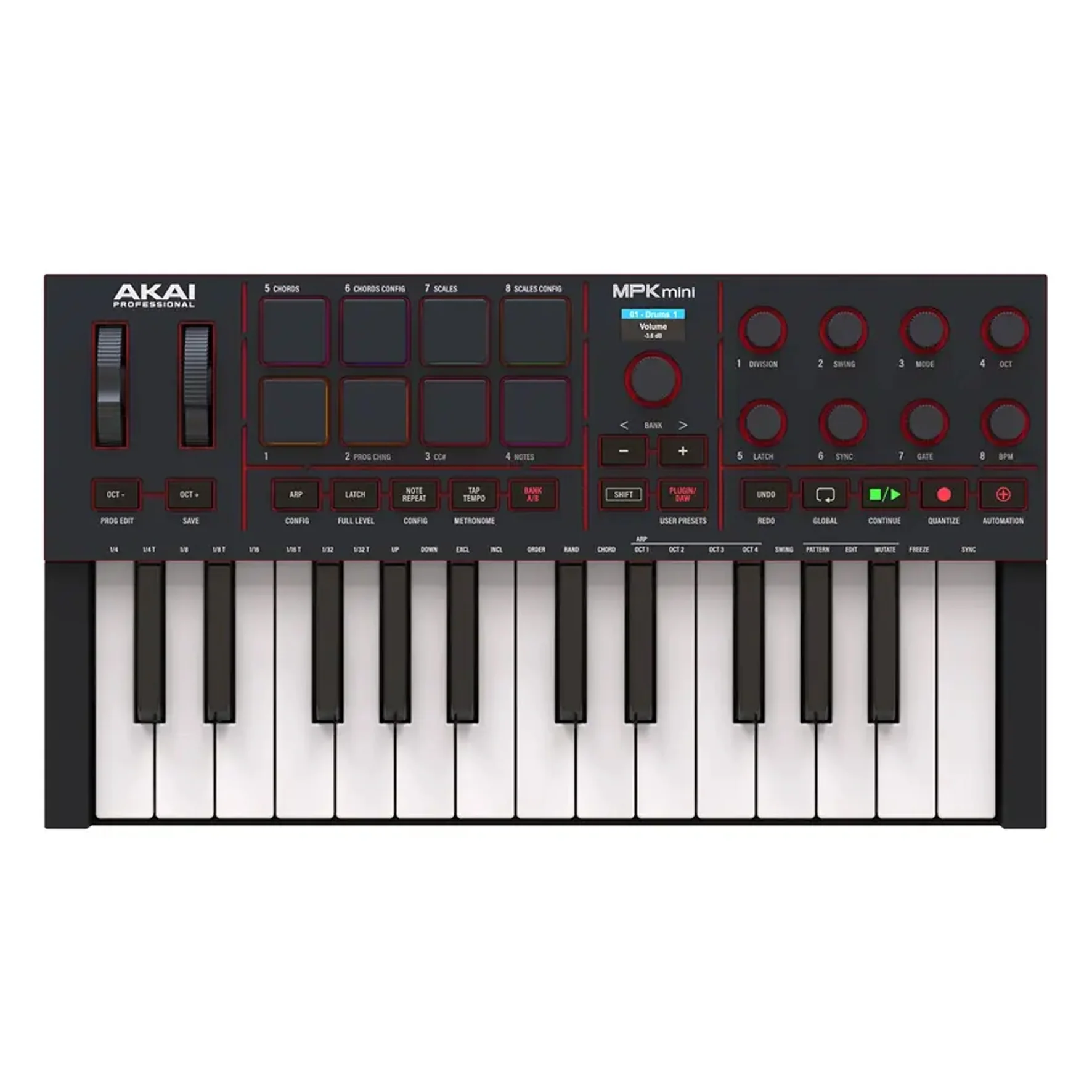 Akai MPK Mini MKIV Mini Tastiera Controller Midi 25T, USB e 8 Pad MPC, Nero