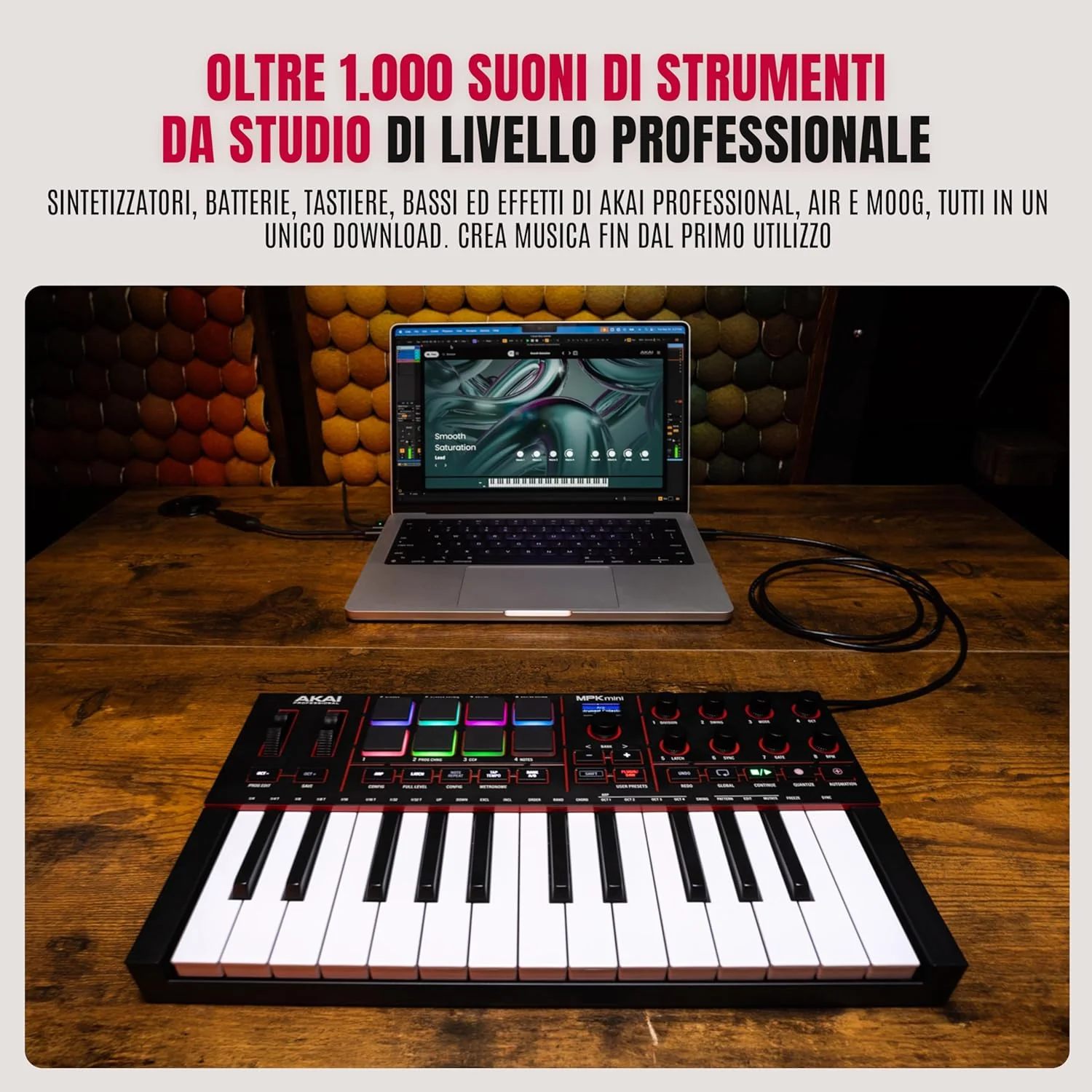 Akai MPK Mini MKIV Mini Tastiera Controller Midi 25T, USB e 8 Pad MPC, Nero - Image 6