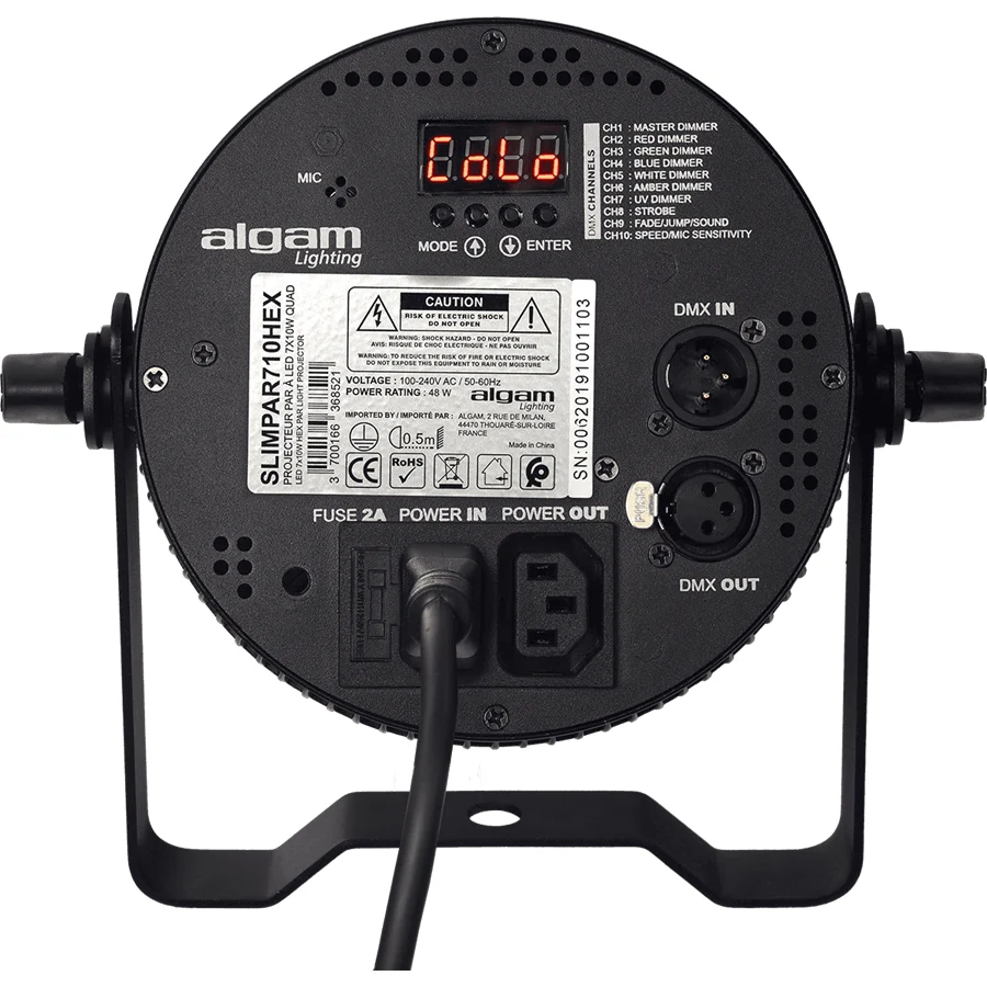 Algam Lighting SLIMPAR-710-HEX a Led7x10W RGBWA+UV 10 watt DMX o telecomando IR - Image 3