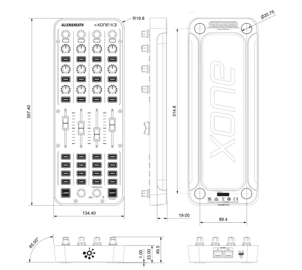 Allen & Heath Xone:K3 MIDI USB-C Controller 4 fader 12 knob 6 encoder 30pulsanti - Image 9