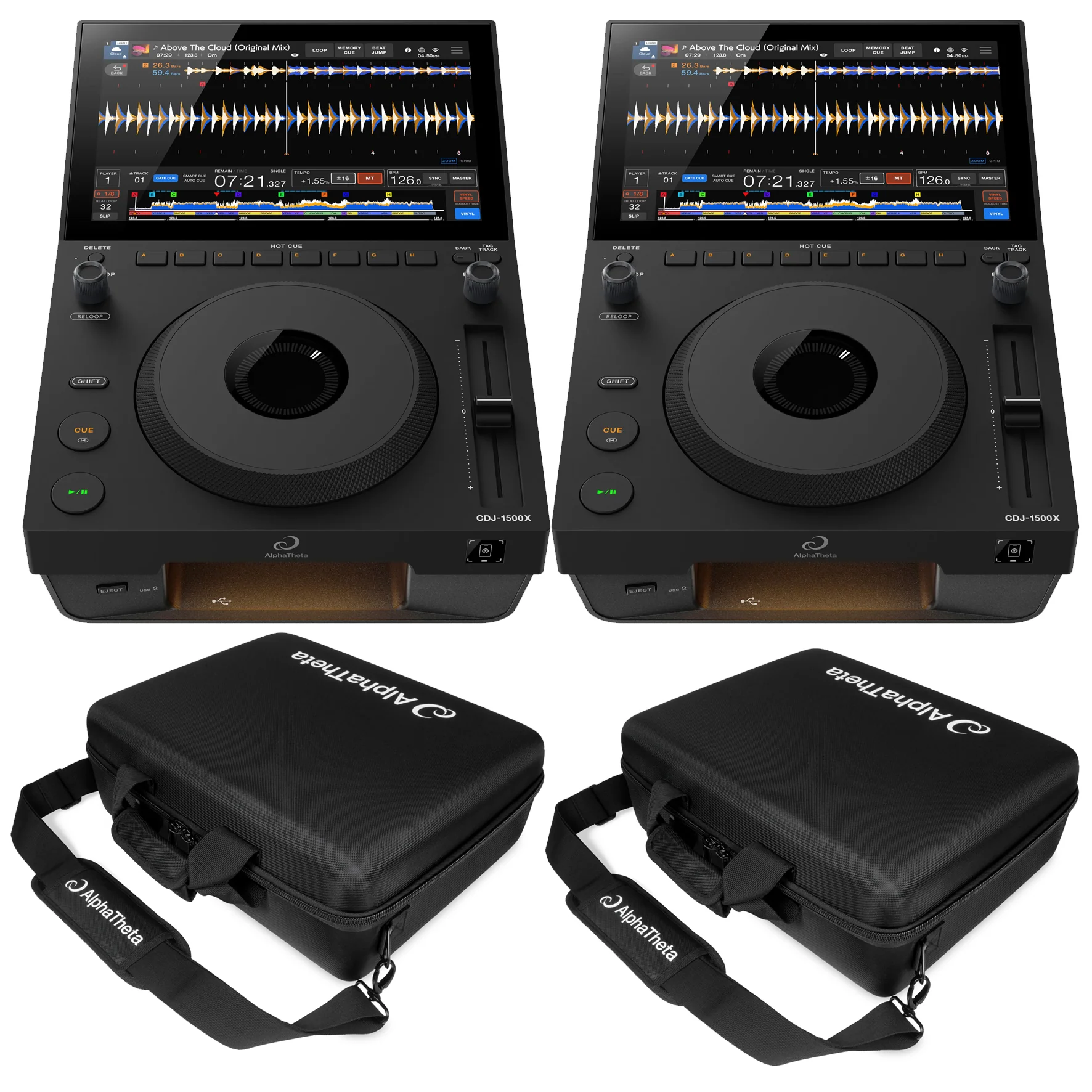 AlphaTheta CDJ-1500X Coppia Lett. Multimed. DJ Touch 10,1"+DJC-1500X BAG Coppia