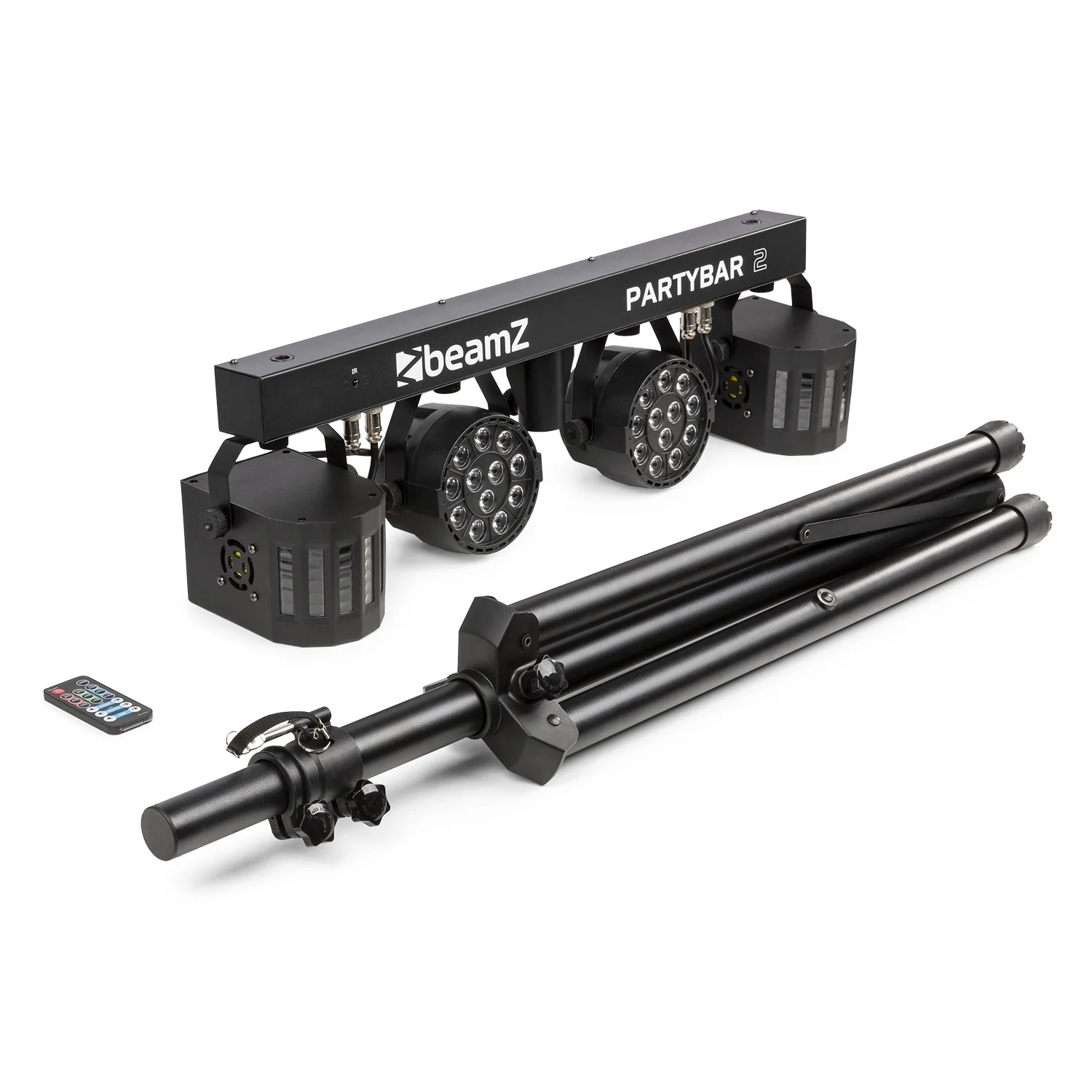 Beamz PartyBar2 Barra d'illuminazione 2PAR 12x1W RGBW 2 derby DMX IR + treppiedi - Image 4