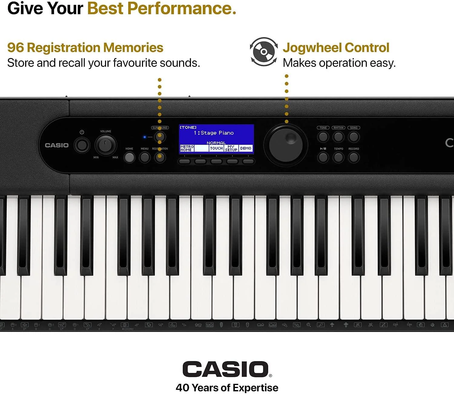 Casio CT-S400 Tastiera Digitale 61 Tasti dinamici con Bass Reflex, Nero - Image 3