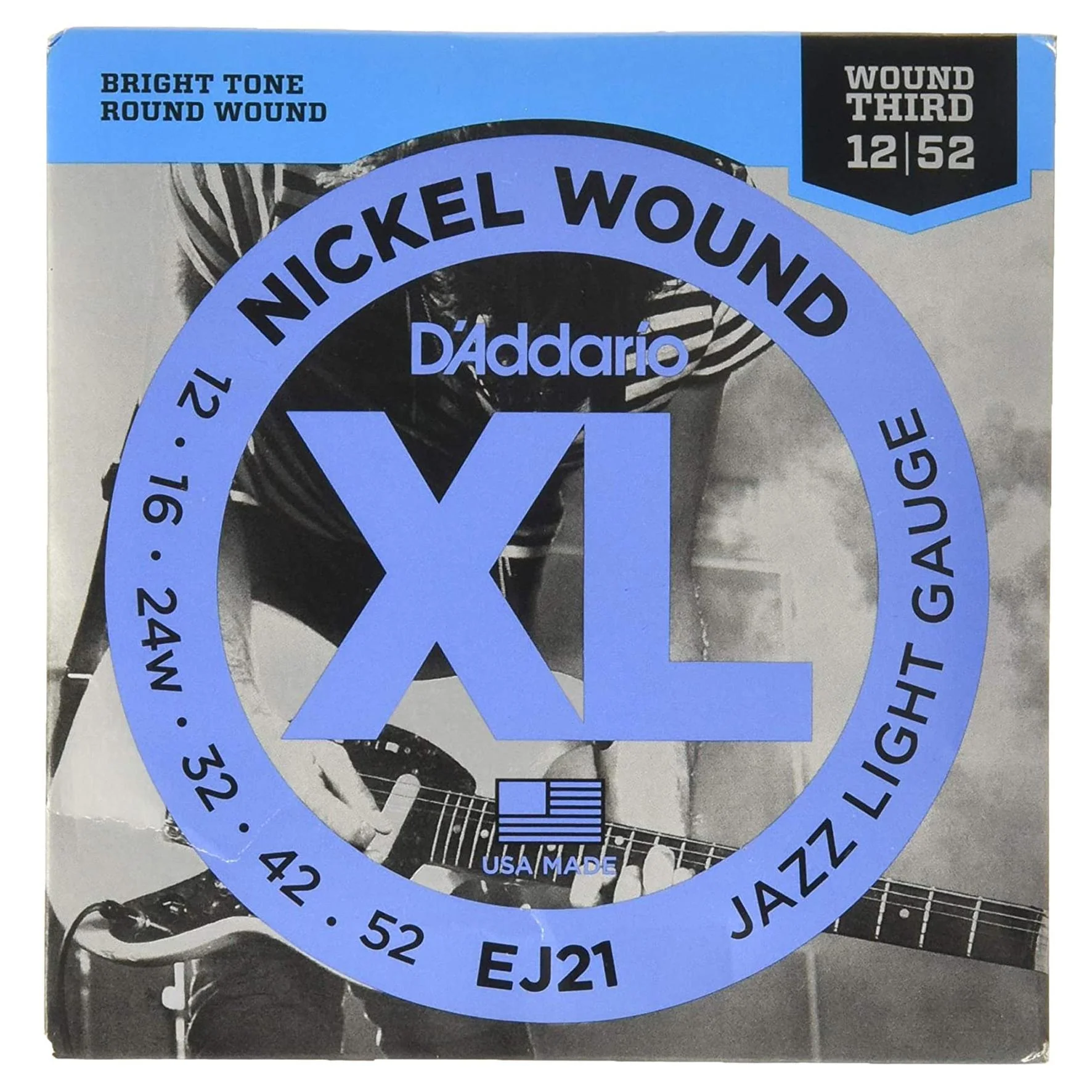 D'Addario EJ21 Jazz Light Gauce Corde x Chitarra Elettrica in Nickel 12-52