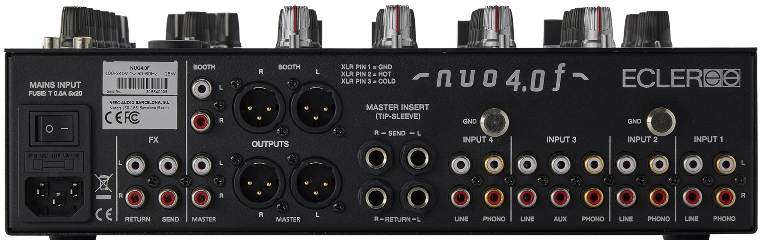 Ecler NUO4.0F Silver Mixer Pro Dj 4C con fader ECLER da 60mm a curva regolabile - Image 3