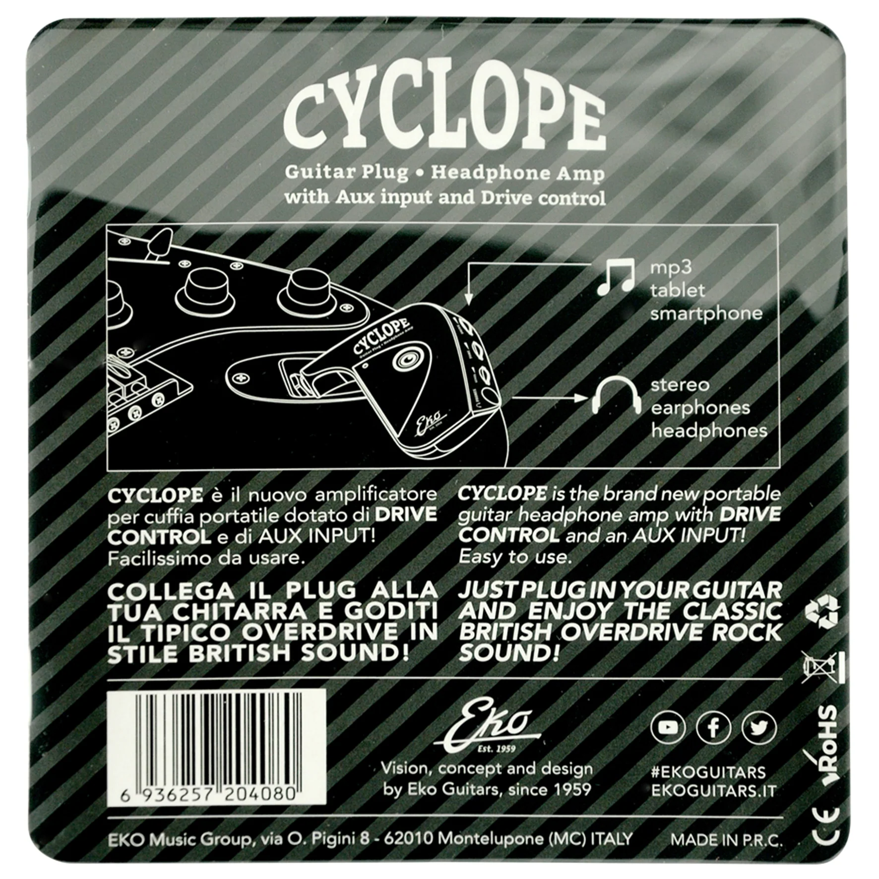 Eko CYCLOPE GUITAR PLUG Amplificatore per cuffia portatile per Chitarra, Nero - Image 6