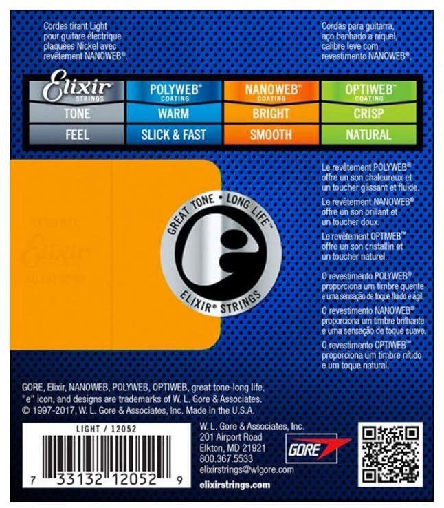 Elixir 12052 Nanoweb Light Electr. Set 6 Corde x Chitarra Elettrica 010-046 - Image 2