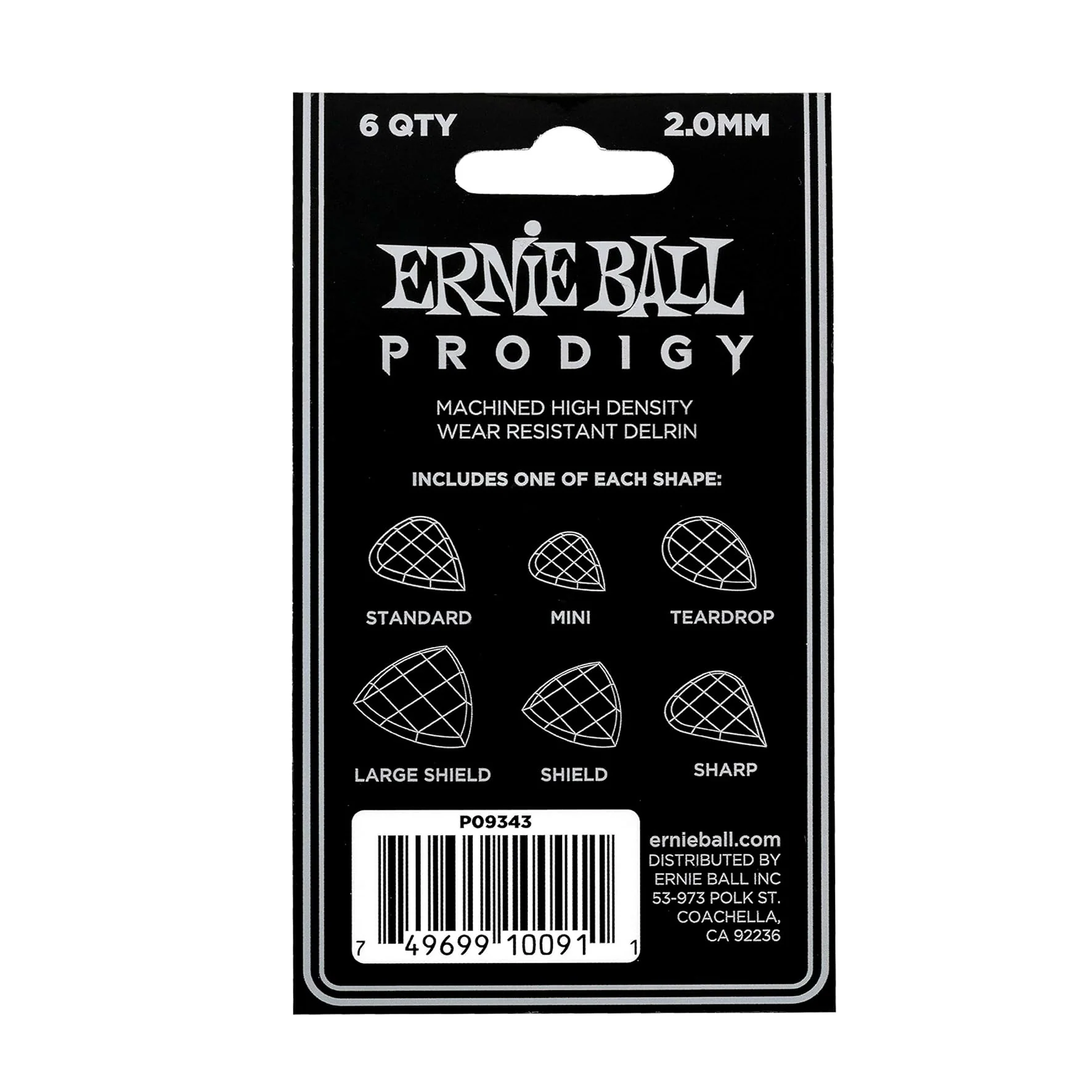Ernie Ball P09343 Prodigy Multipack Plettri da 2,0 mm, bianco, confezione da 6 - Image 3