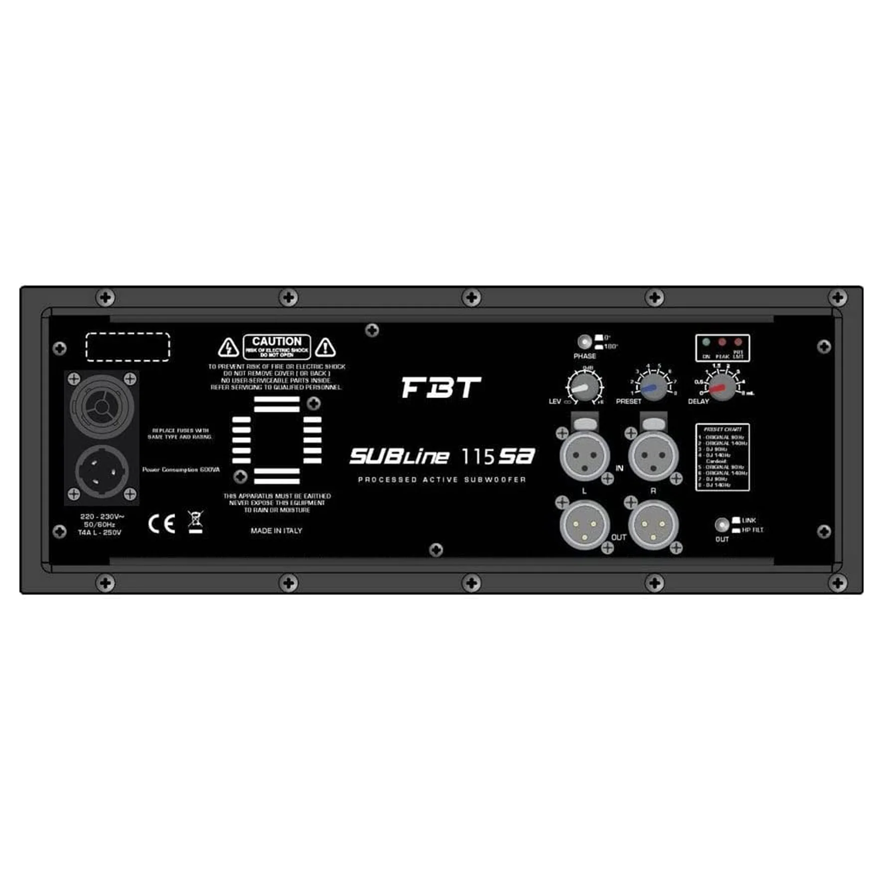 FBT SubLine 115SA Subwoofer Attivo 15" 1400w di picco Bass reflex e DSP 8 Preset - Image 3