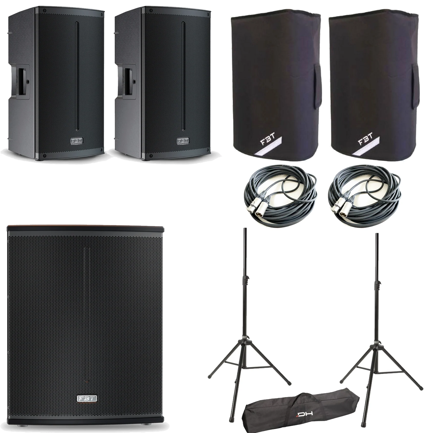 FBT X LITE112A 2 Diffusori 1500w+X SUB 115SA+2Cover XL-C12+2 M222 Cavi+DHSS50KIT