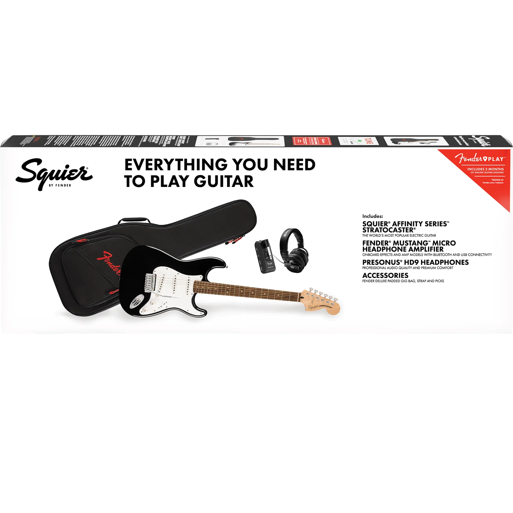 Fender Affinity Series Stratocaster Mustang Micro Pack Black Chitarra Elettrica - Image 8