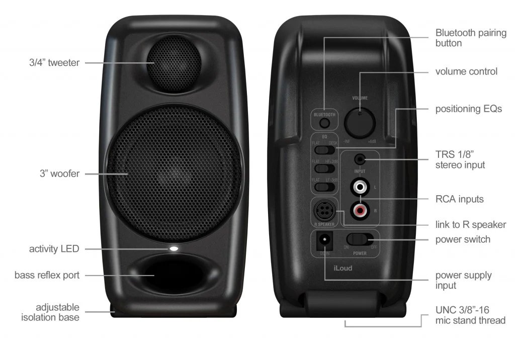 IK Multimedia iLoud MICRO Coppia Monitor Audio Studio 50w RMS woofer da 3", Nero - Image 3