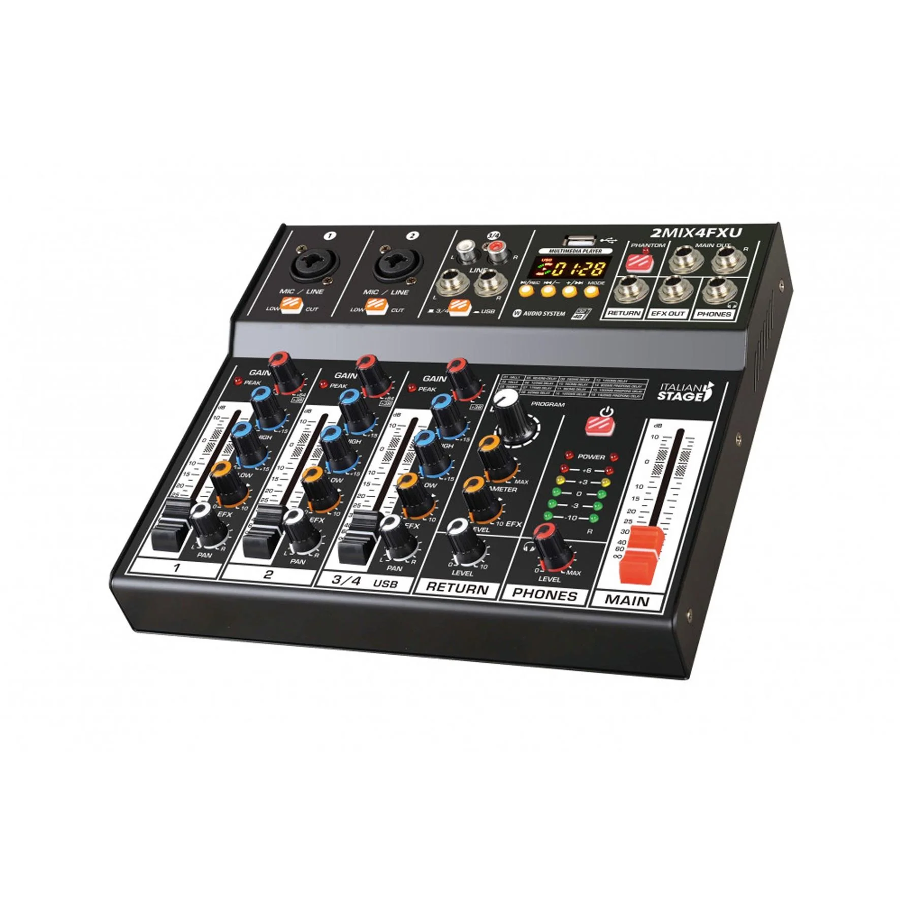 Italian Stage IS 2MIX4FXU Mixer audio stereo 4 canali + DSP Multi FX e Bluetooth - Image 3