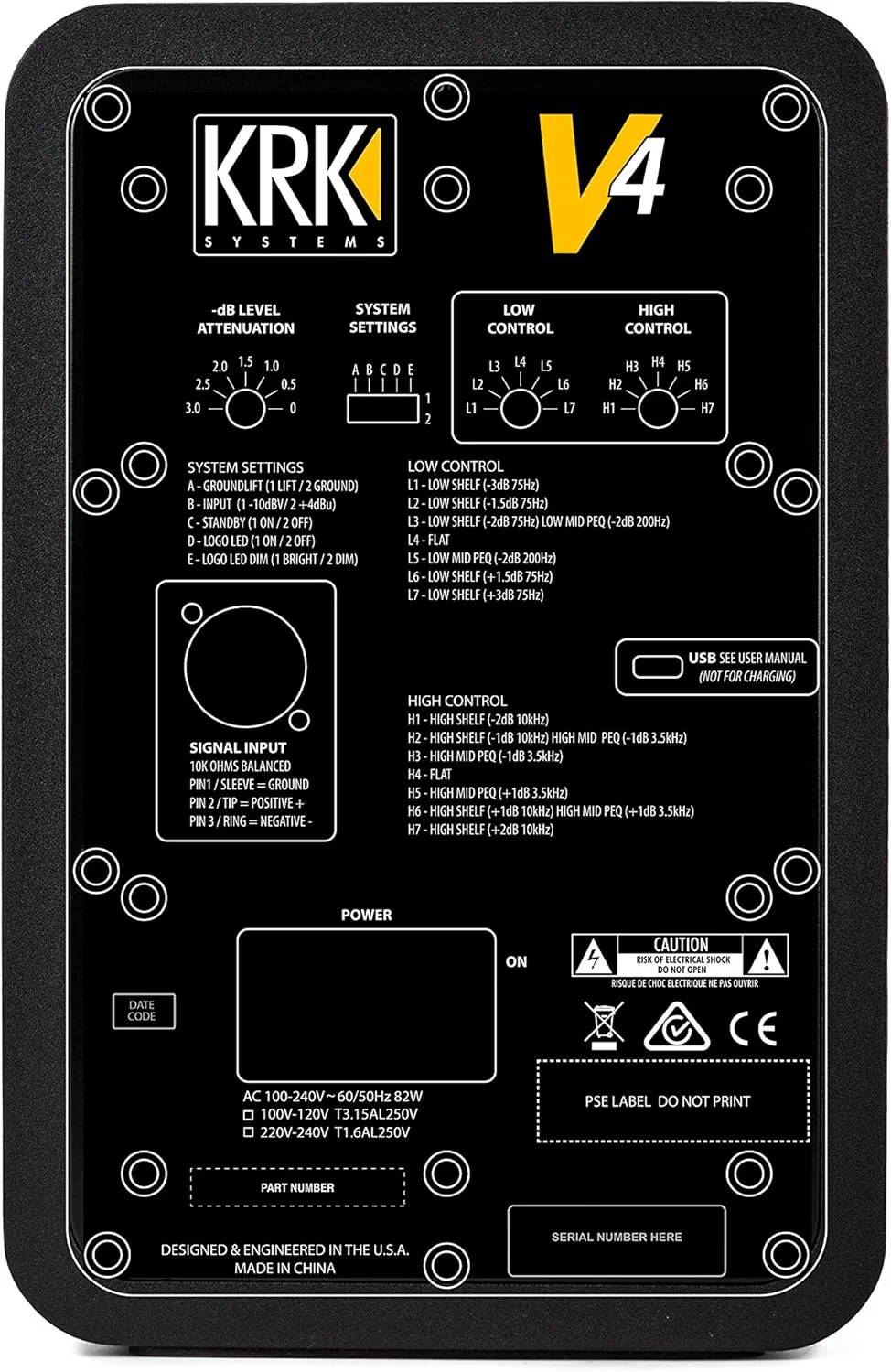 KRK Systems V4 S4 BLACK Monitor Audio Pro Studio 4" 2vie 85w picco, Nero - Image 3