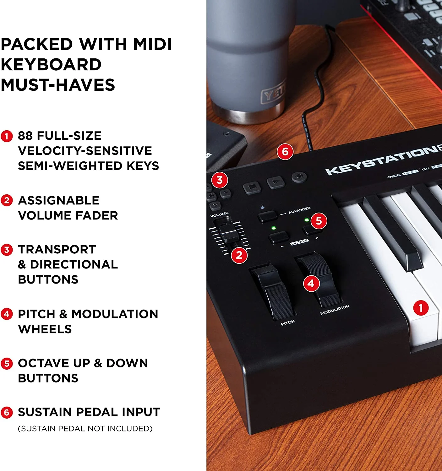 M-Audio KeyStation 88 MK3 Tastiera controller MIDI e USB a 88 Tasti semi pesati - Image 3