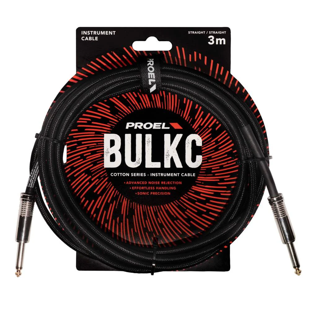 Proel BULK100CLU3BK Cavo telato jack Mono 6.3 a jack Mono 6.3 mm da 3mt Nero