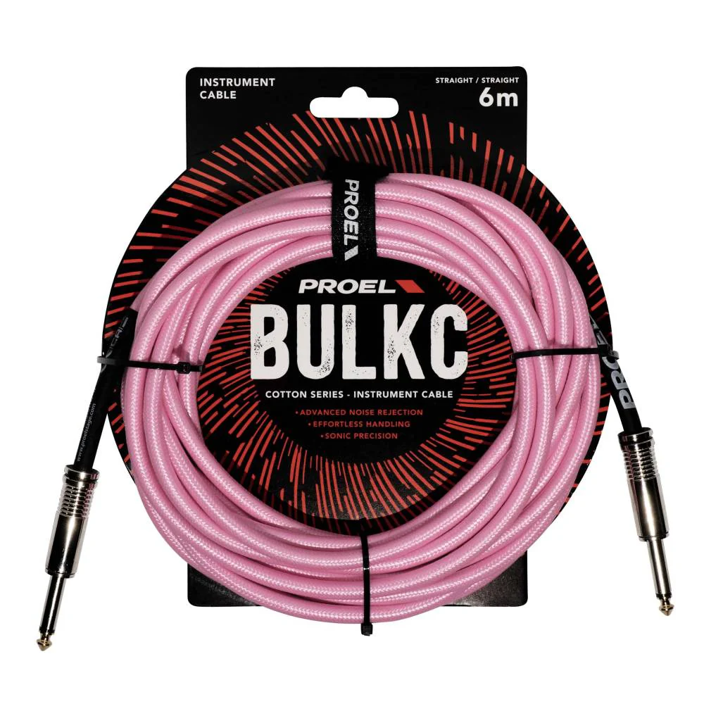 Proel BULK100CLU6PK Cavo telato jack Mono 6.3 a jack Mono 6.3 mm da 6mt Rosa