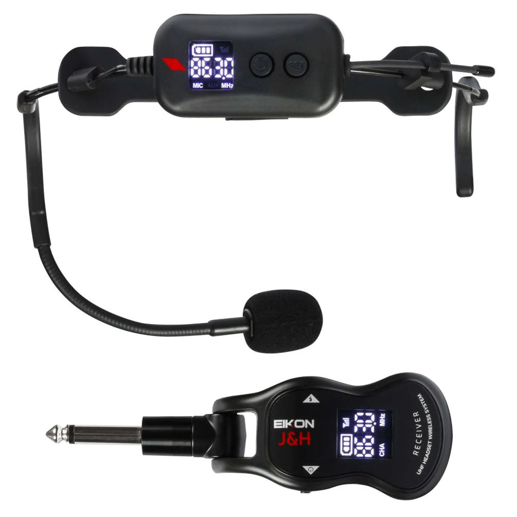 EIKON EKJ&H Sistema microfonico archetto wireless UHF con jack 6.3, Nero