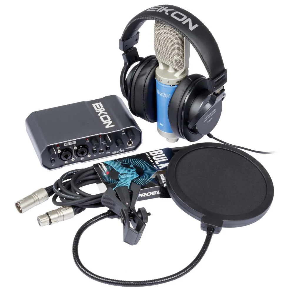 EIKON STUDIO BOX FIVE Kit Studio Rec Pro Cuffia Microf. Scheda Audio Cavo