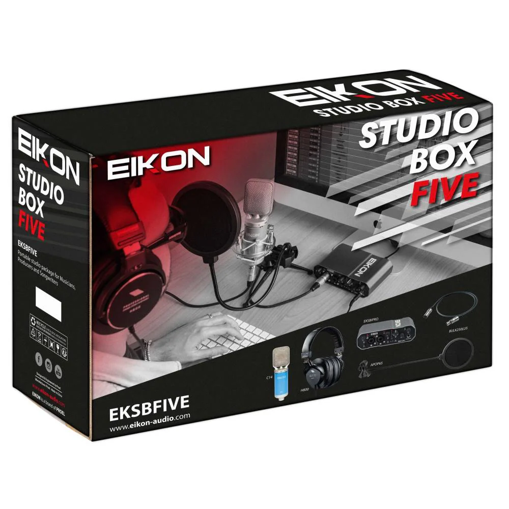 EIKON STUDIO BOX FIVE Kit Studio Rec Pro Cuffia Microf. Scheda Audio Cavo - Image 3