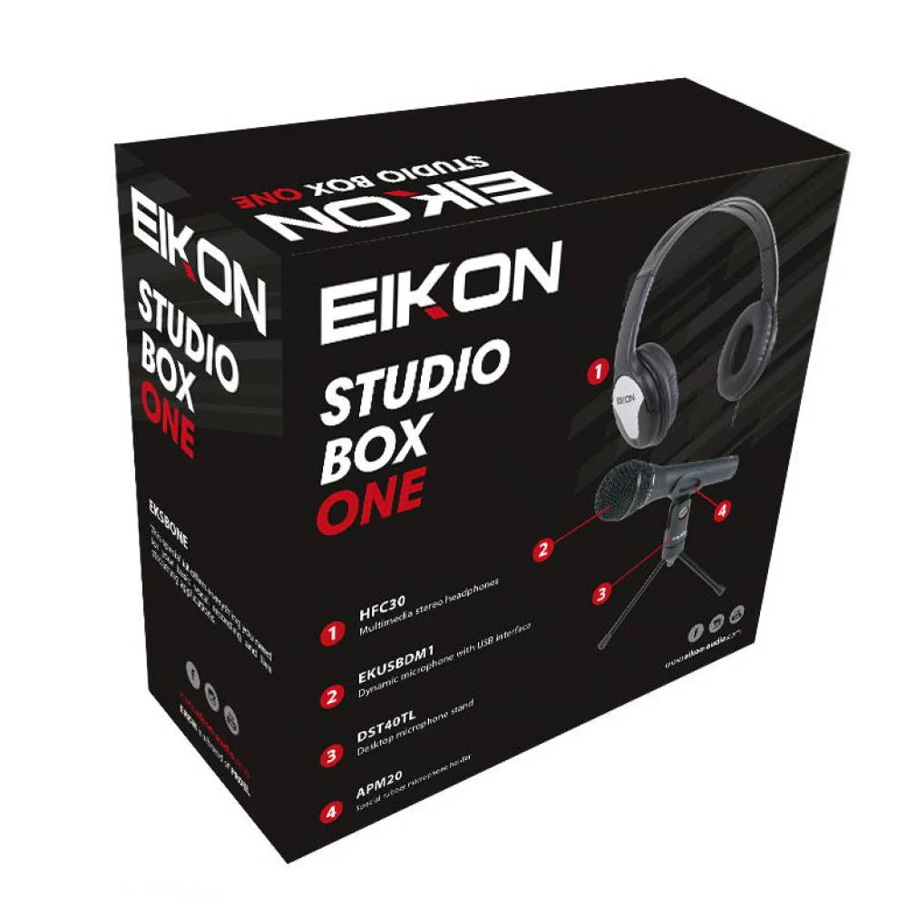 EIKON STUDIO BOX ONE Kit home recording Cuffia Microfono Stand e Supporto - Image 4