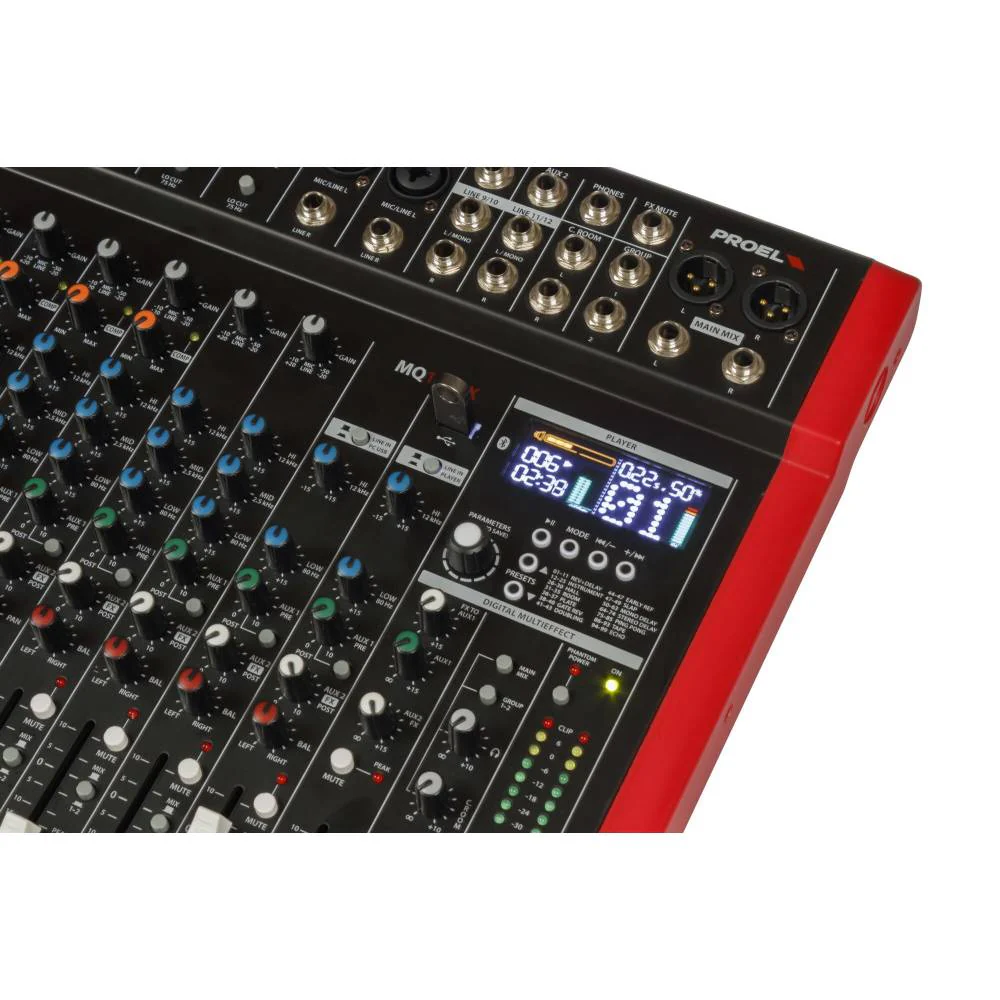 Proel MQ1222X Mixer Pro 12 Ing. 6 PreAmp Mic HQ+99FX+Bluetooth/USB x Canto Live - Image 5
