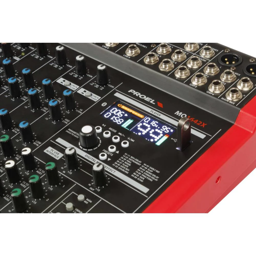 Proel MQ1642X Mixer Pro 16 Ing. 12 PreAmp Mic HQ+99FX+Bluetooth/USB x Canto Live - Image 5