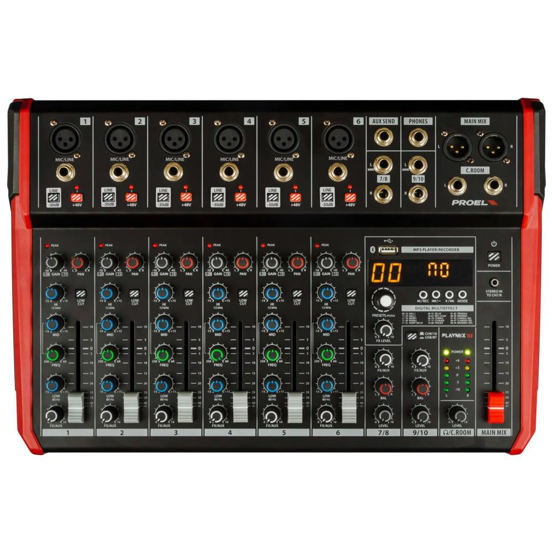 Proel PLAYMIX10 Mixer 10 ingr. Bluetooth, lettore MP3, Registrazione stereo USB - Image 7