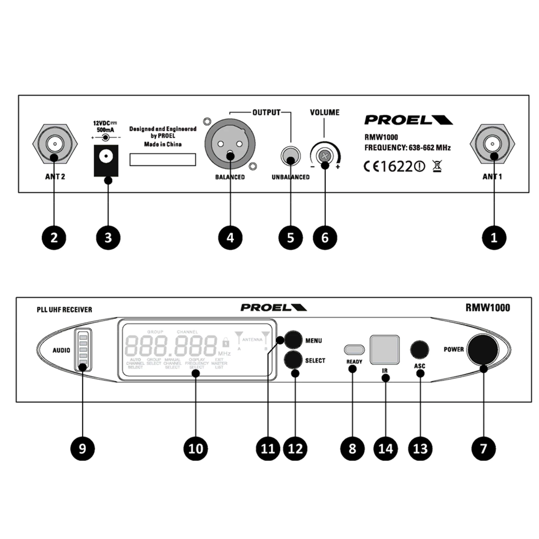 Proel RMW1000HA Sistema Microfonico Wireless Archetto UHF PLL 96CH f:606-630MHz - Image 3