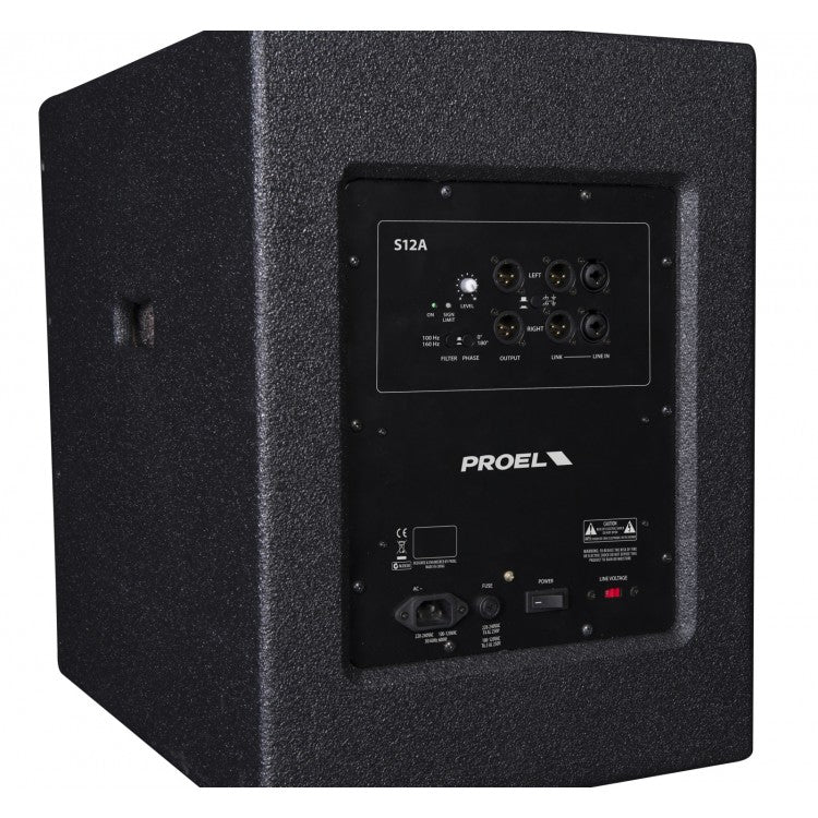 Proel S12A Subwoofer Attivo da 1200w picco classe D e 12p 2 canali In Out, Nero - Image 6