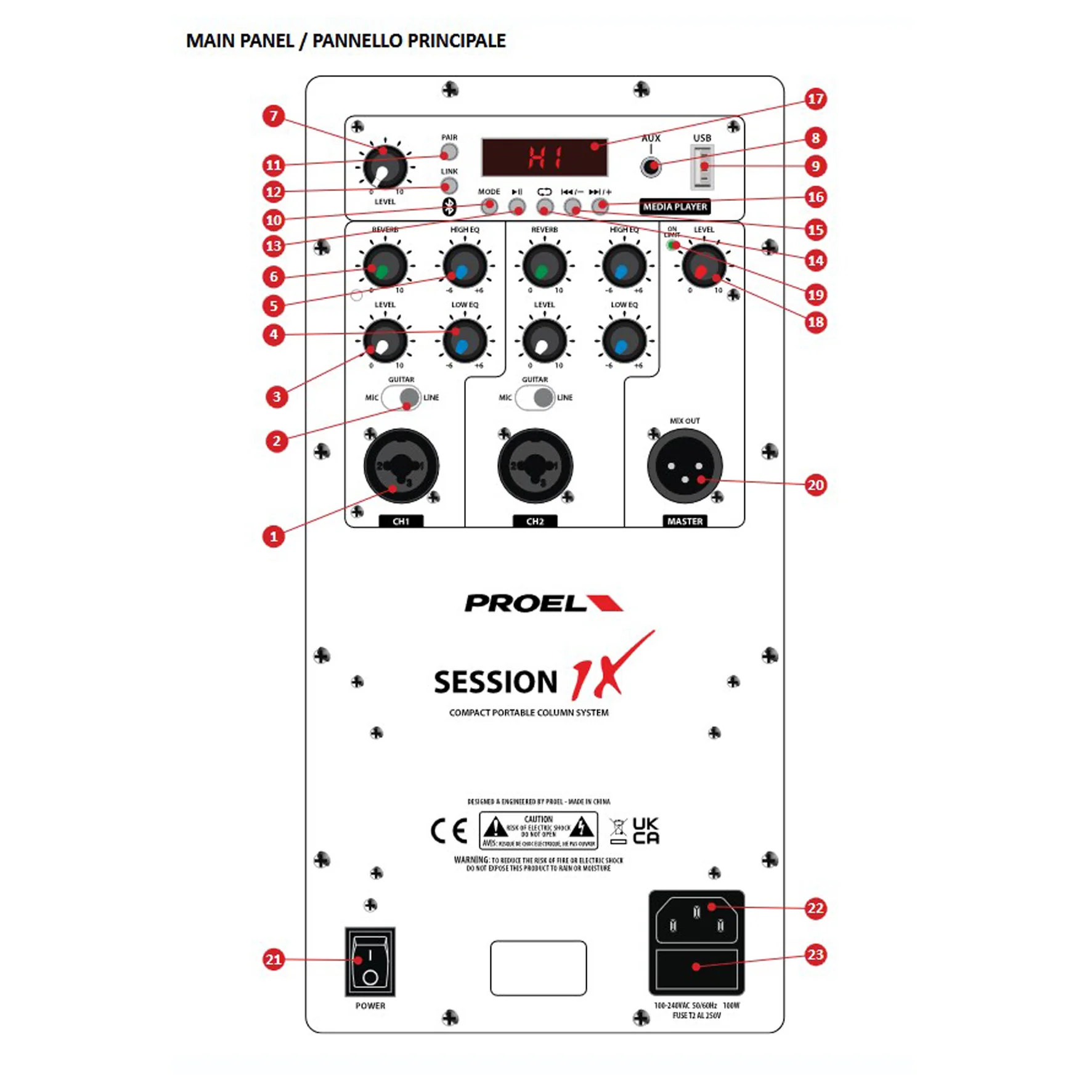 Proel SESSION1X Coppia Sistema audio colonna 400W e modulo MP3 USB BLUETOOTH ST. - Image 8