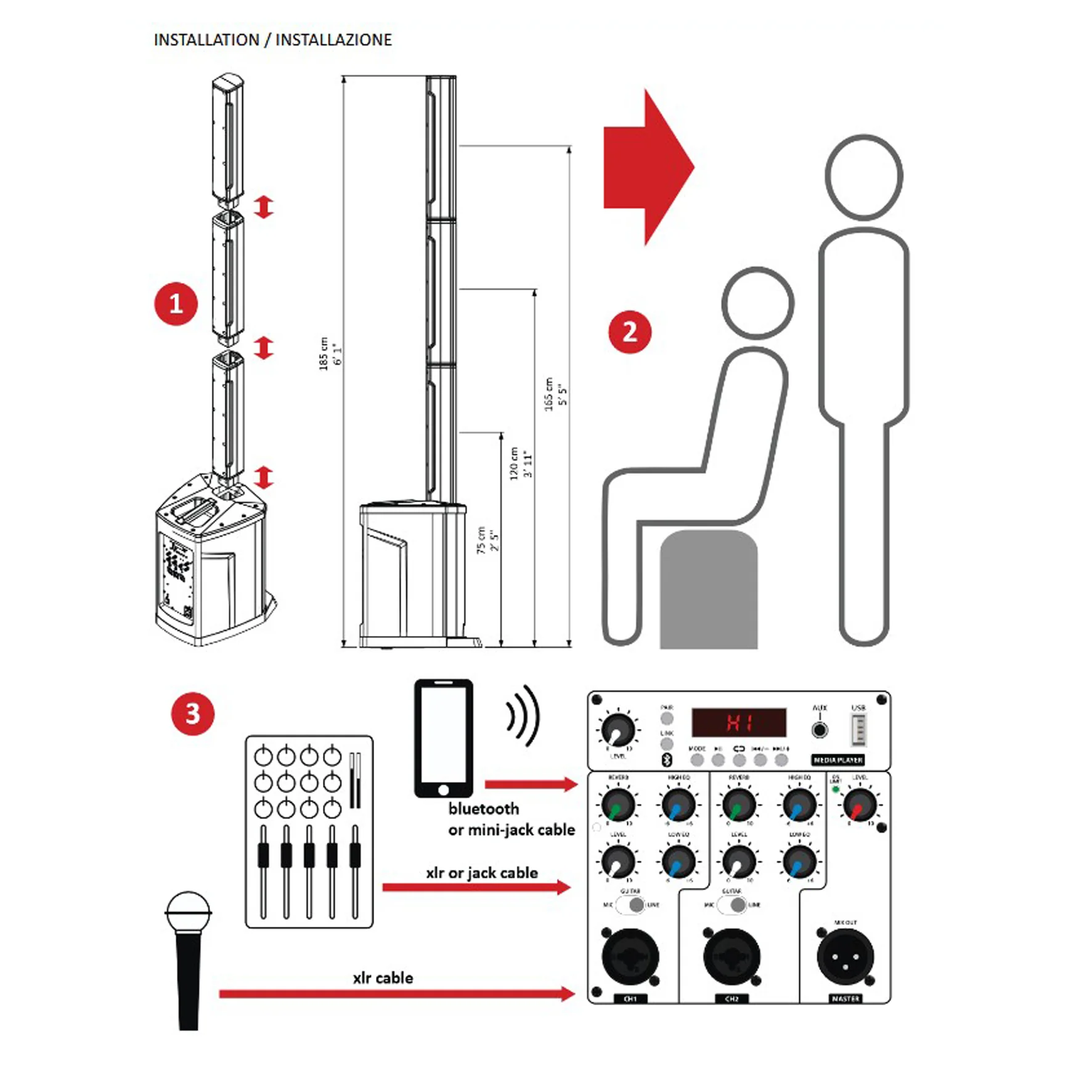 Proel SESSION1X Coppia Sistema audio colonna 400W e modulo MP3 USB BLUETOOTH ST. - Image 9
