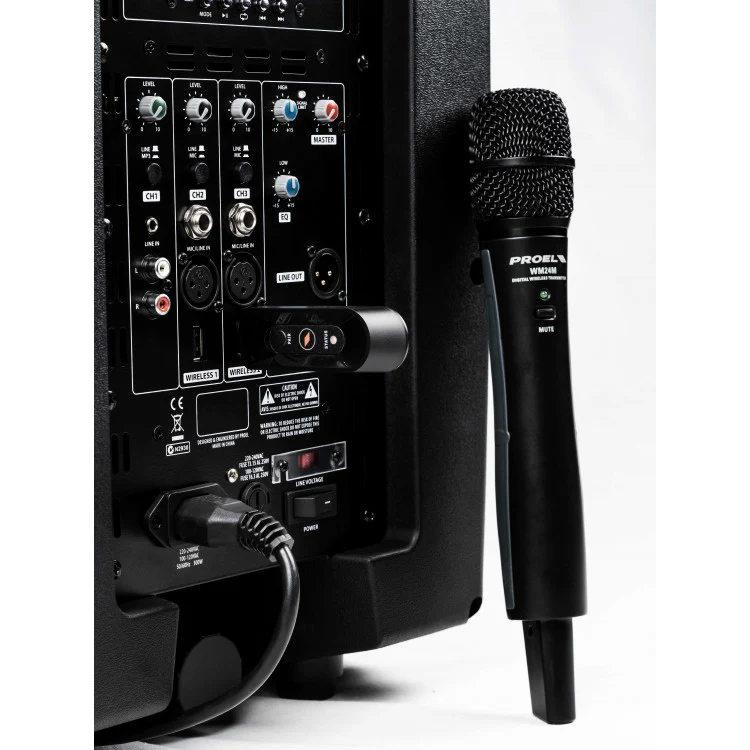 Proel V12WAVE Diffusore trolley 600w +U24H Microfono wireless+Cover+Stativo+Cavo - Image 10