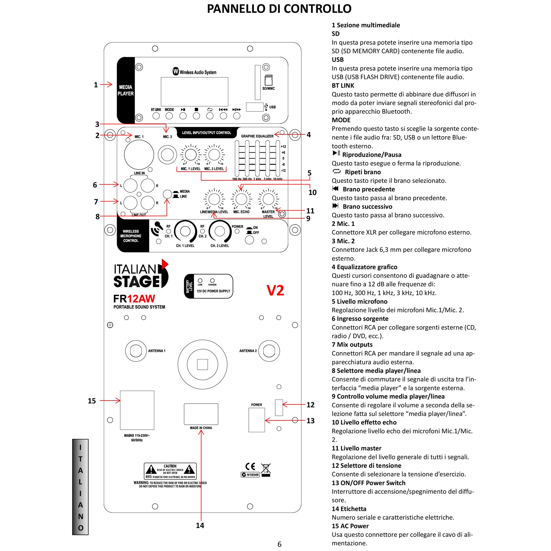 RLINE RLTN11GWLN Giradischi Bluetooth Noce L+IS FR12AWV2 Trolley Cassa 200w p. - Image 9