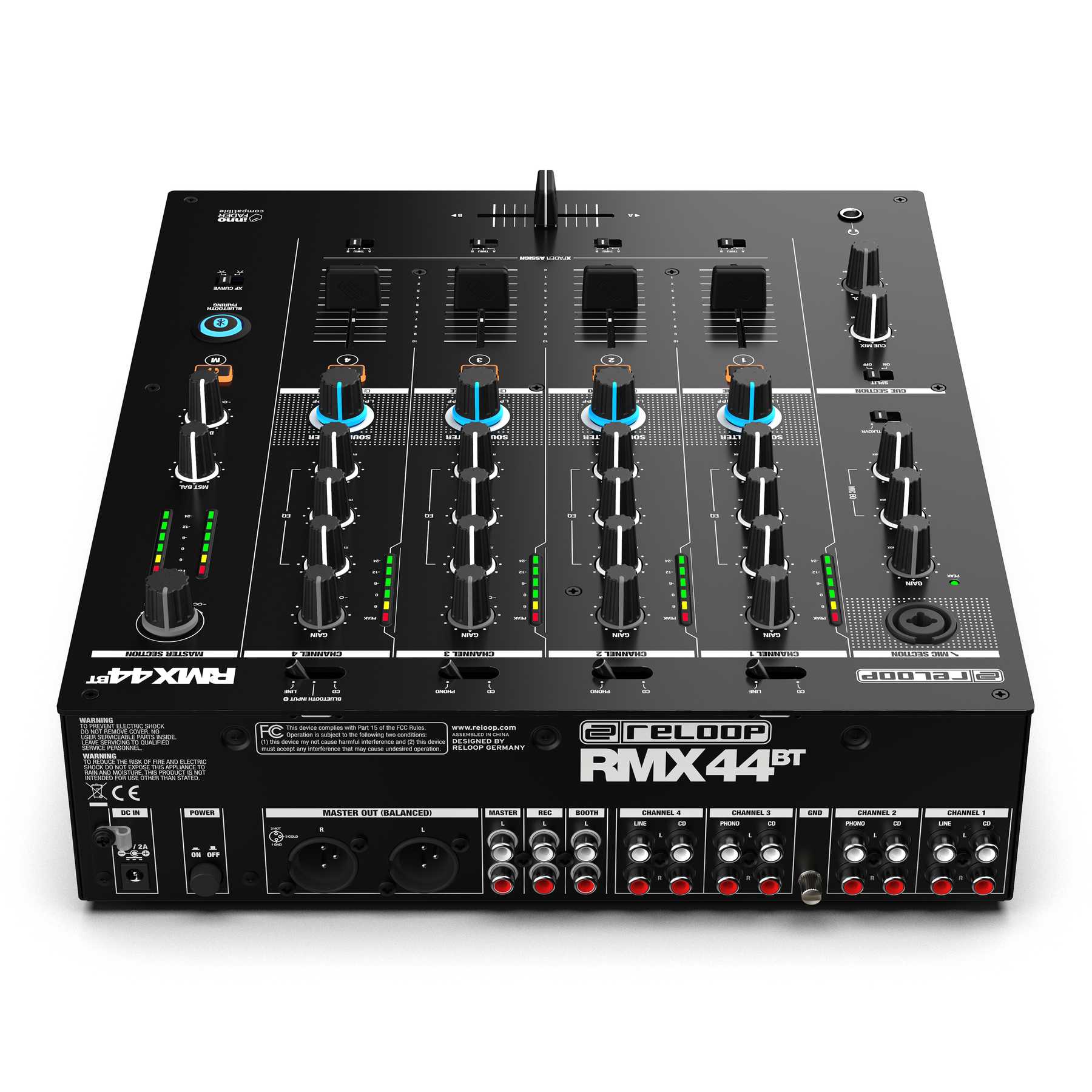 Reloop RMX44BT Mixer per Dj a 4 Canali con Bluetooth funzione cue, Nero - Image 3