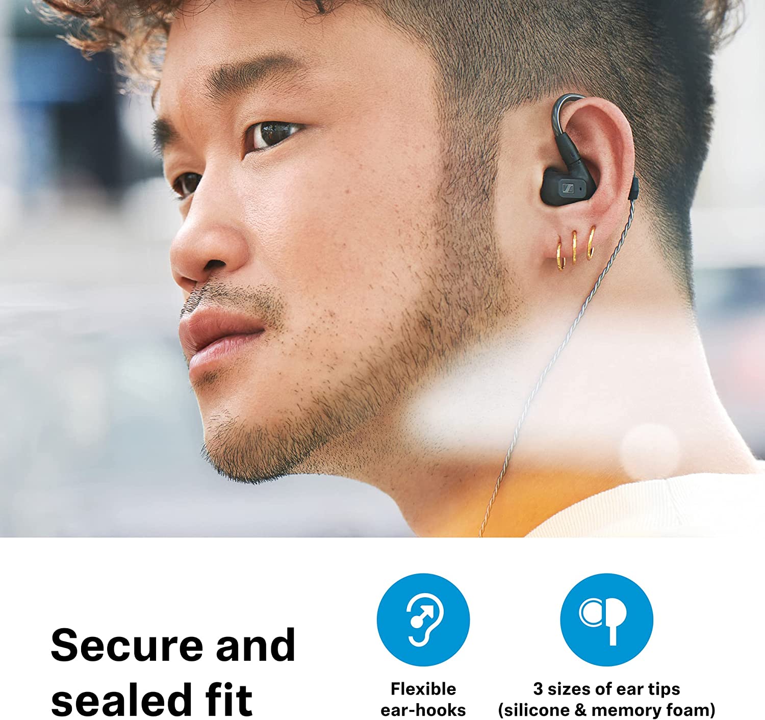 Sennheiser IE 200 Auricolari con filo e senza microfono, cavo trasparente, Nero - Image 7