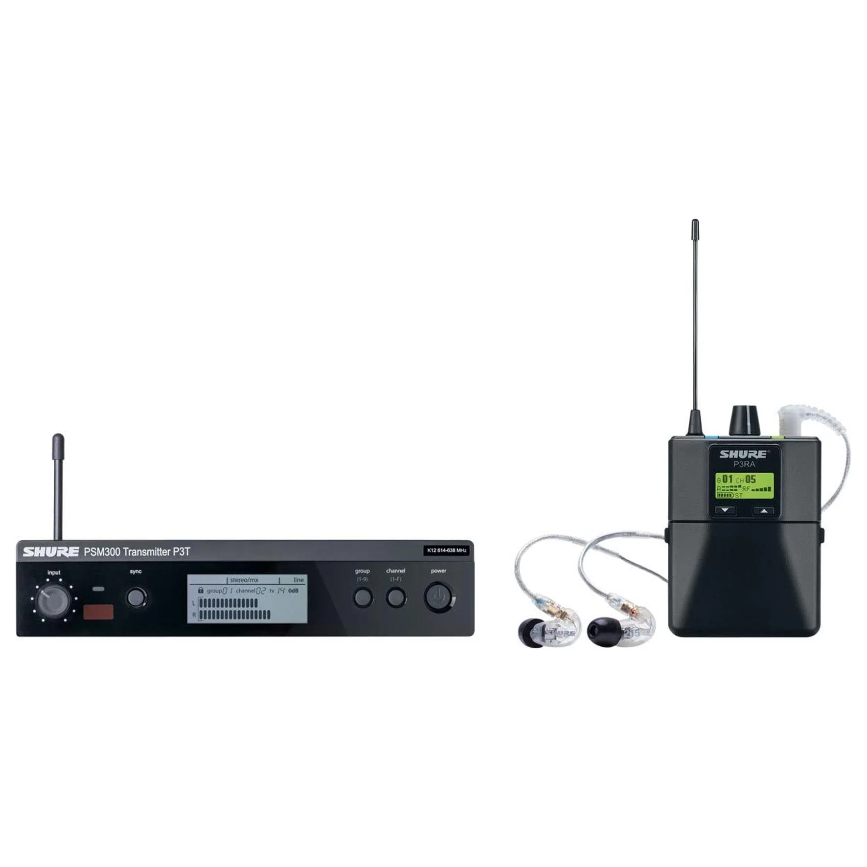 Shure PSM300 (P3T + P3RA + SE215) Ear Monitor Professionale Wireless 630-654 MHz - Image 2