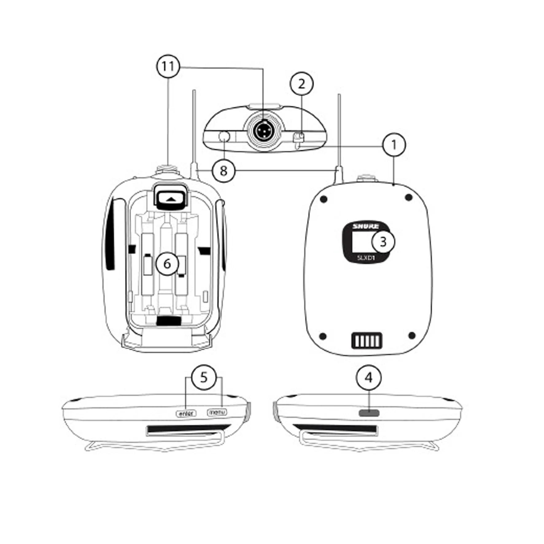 Shure SLXD1-J53 F. 562-606 Trasmett. body-pack per serie SLX-D x strumenti o mic - Image 2