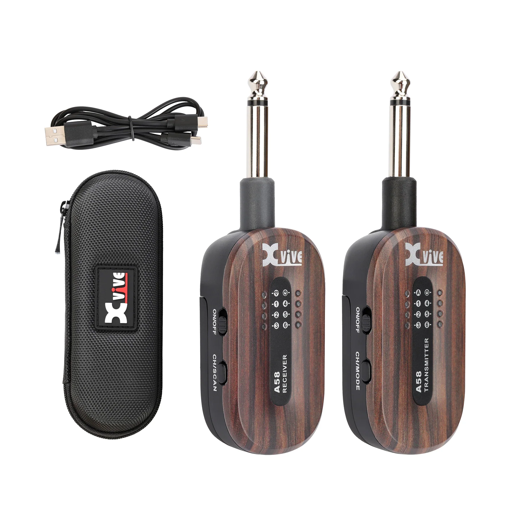 Xvive A58 ROSEWOOD Sistema Wireless Digi x Chitarra Elettrica Acustica e Basso